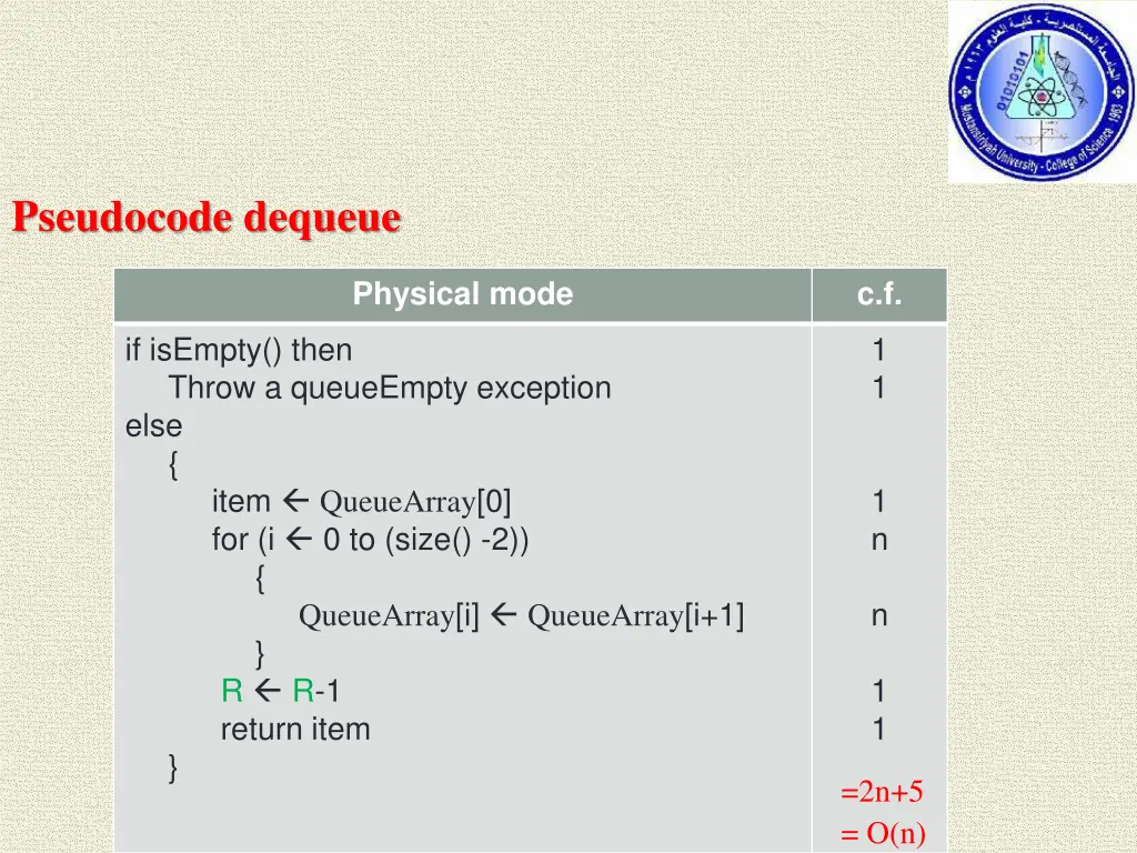 pseudocode dequeue
