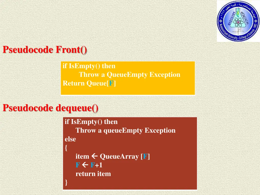 pseudocode front