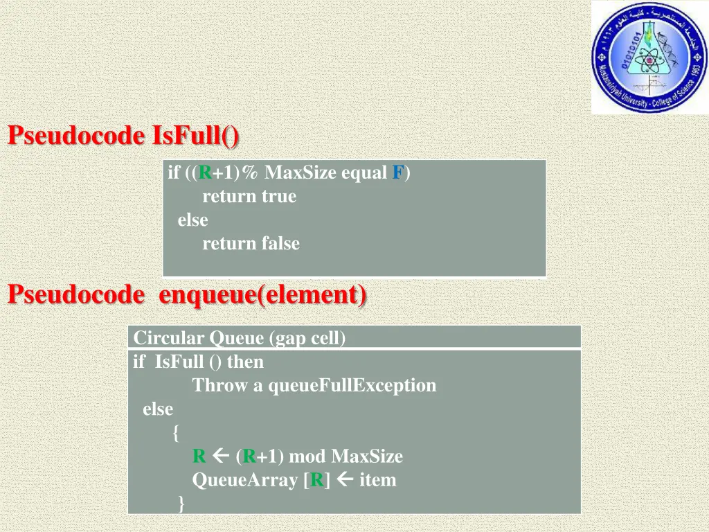 pseudocode isfull 1