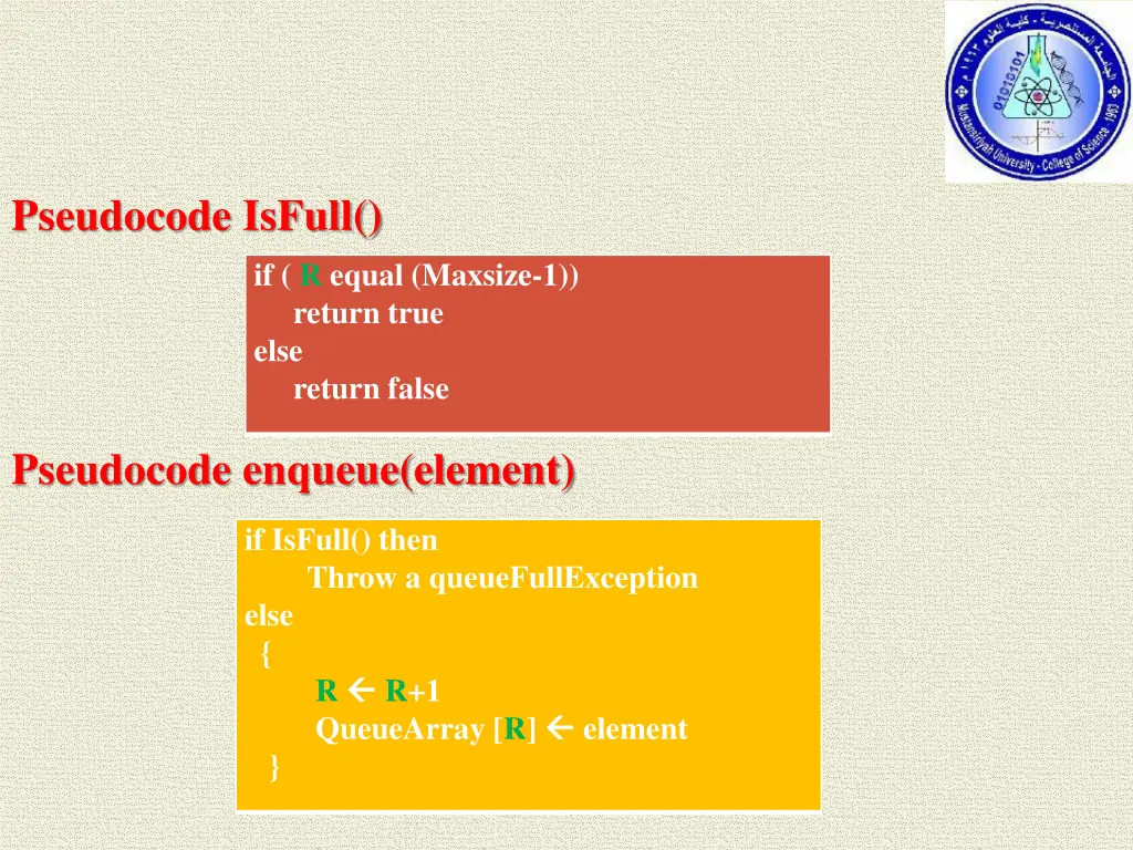 pseudocode isfull