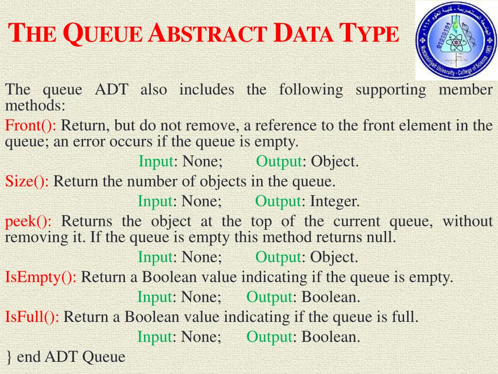 t he q ueue a bstract d ata t ype 2