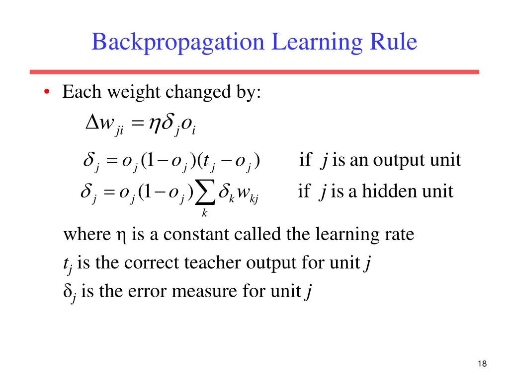 backpropagation learning rule
