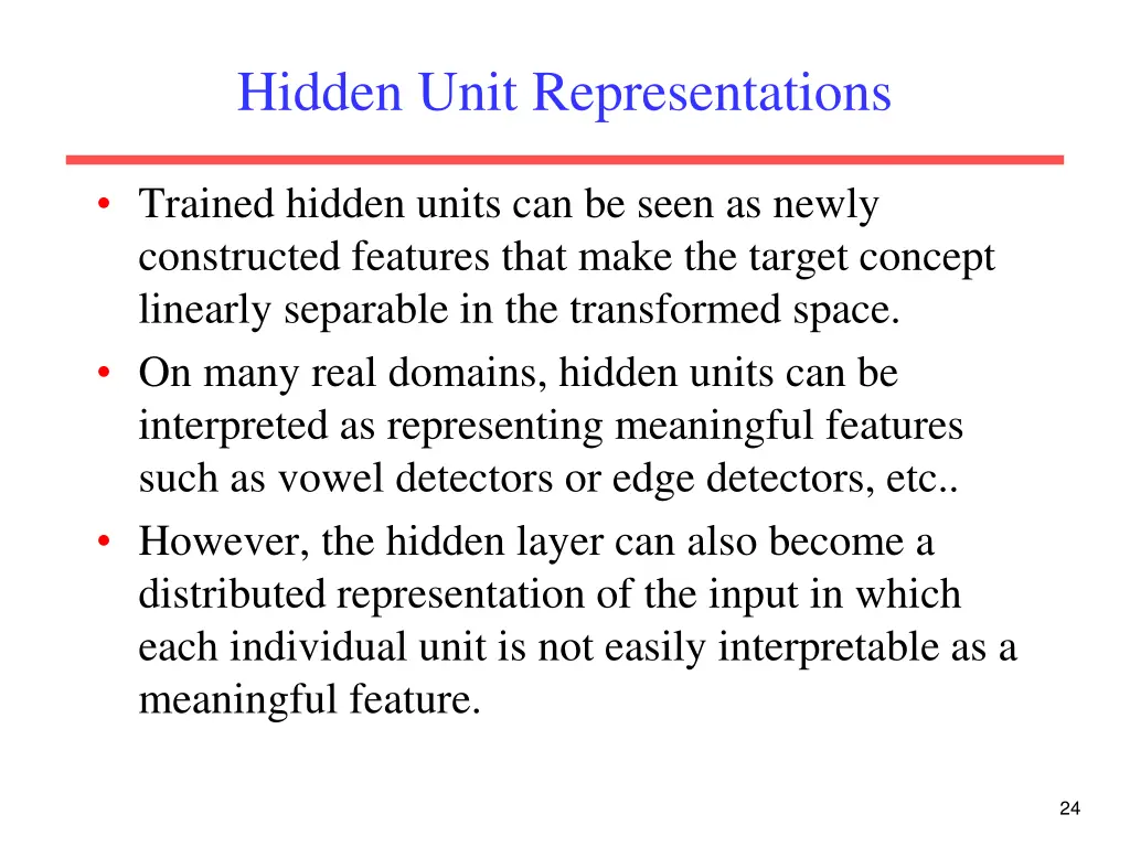 hidden unit representations