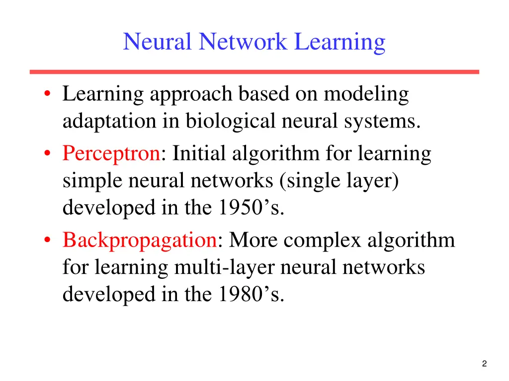 neural network learning
