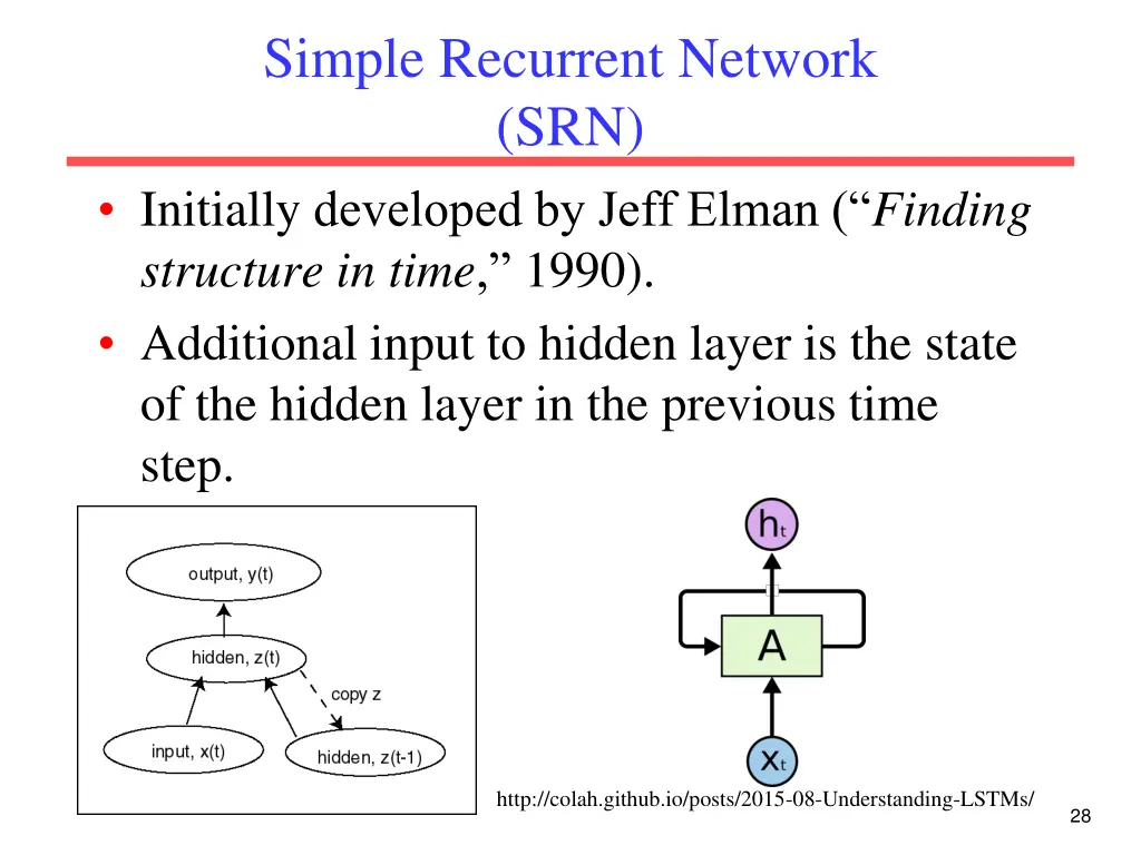 simple recurrent network srn initially developed