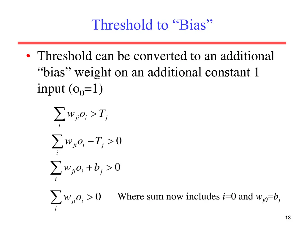 threshold to bias