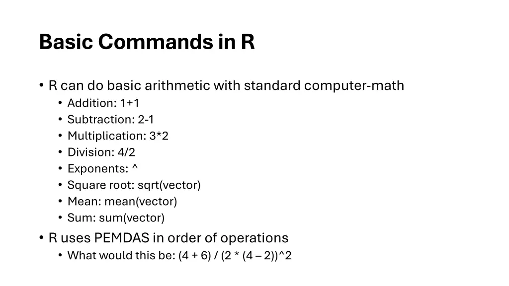 basic commands in r