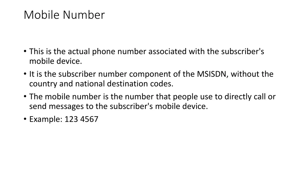 mobile number
