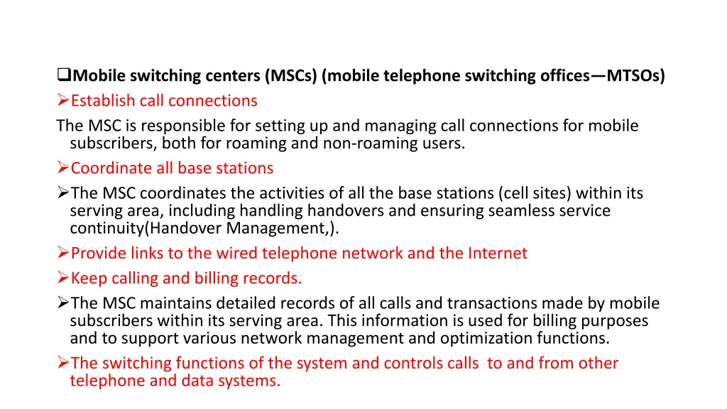 mobile switching centers mscs mobile telephone