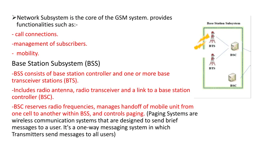 network subsystem is the core of the gsm system