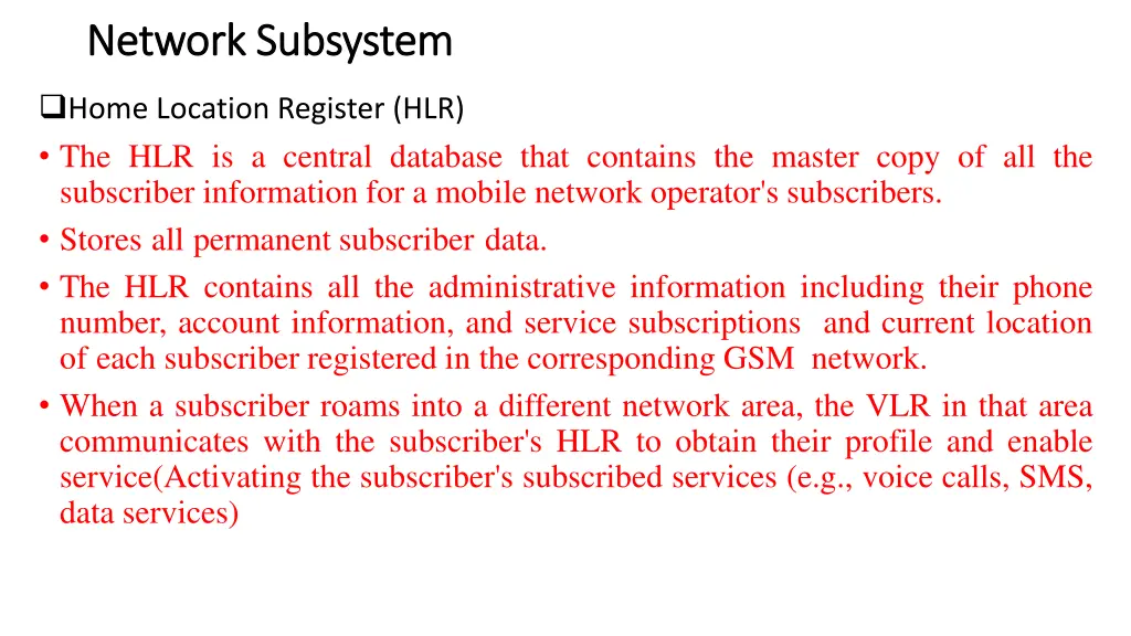 network subsystem network subsystem