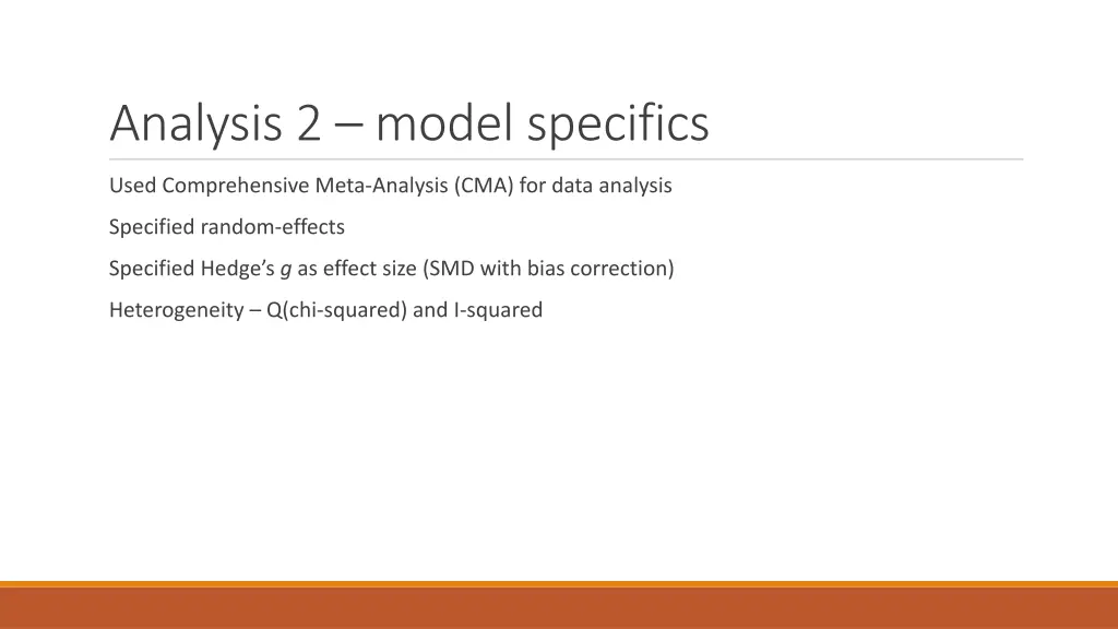 analysis 2 model specifics