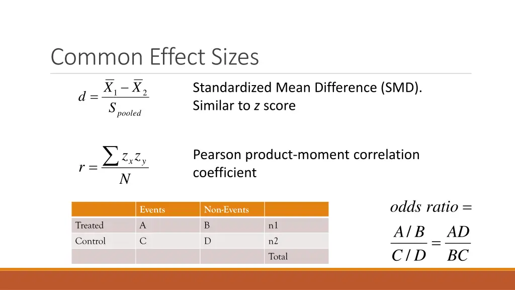 common effect sizes