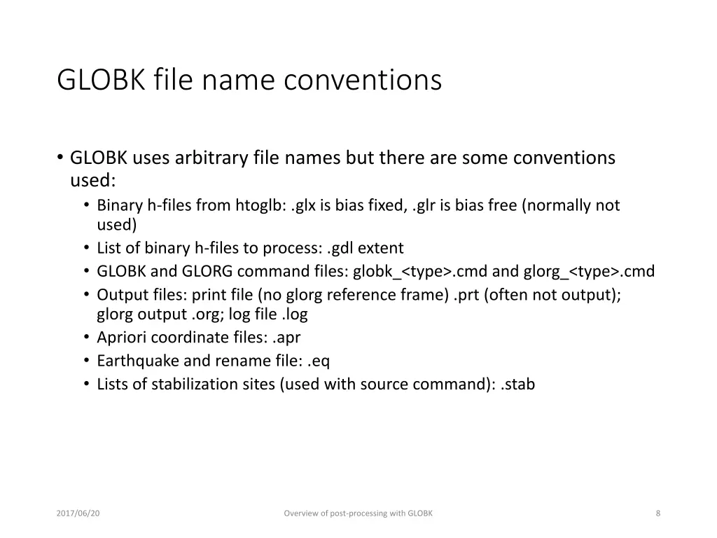 globk file name conventions