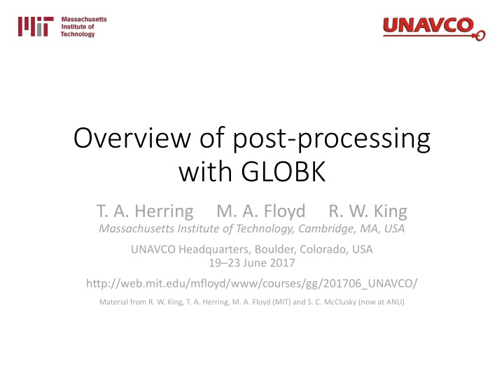 overview of post processing with globk