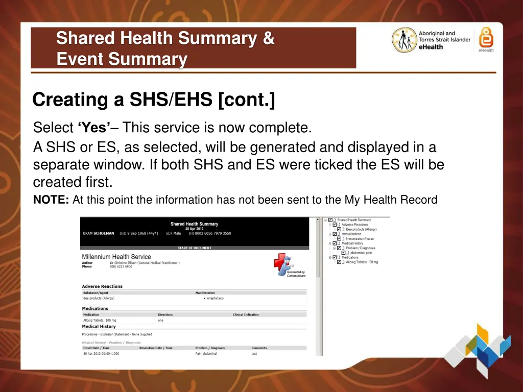 shared health summary event summary 11