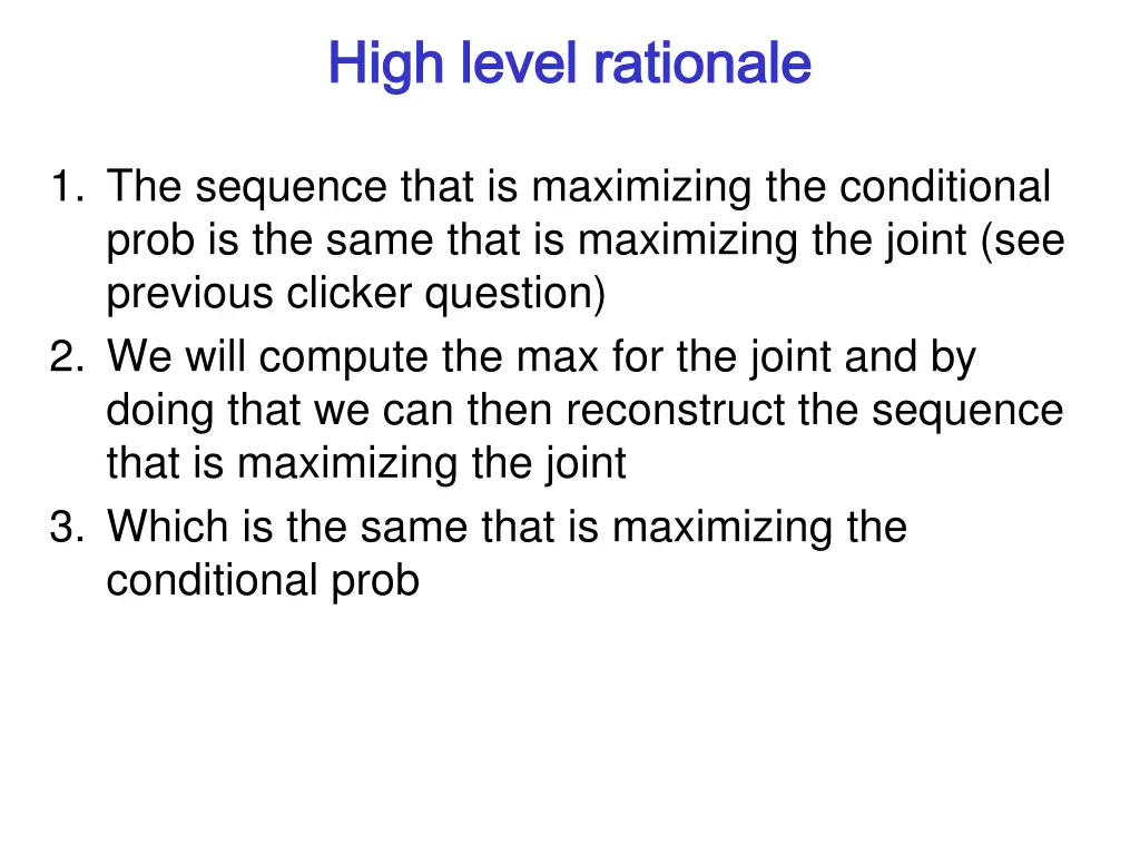 high level rationale high level rationale