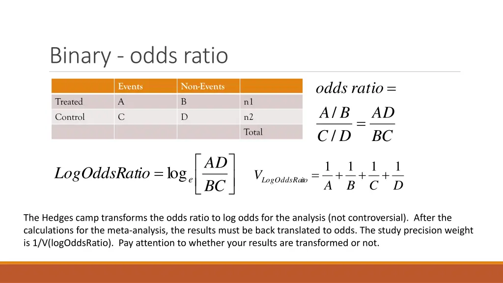 binary odds ratio