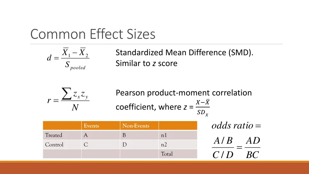 common effect sizes