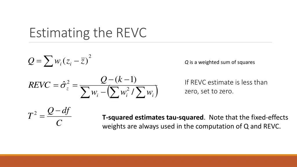 estimating the revc
