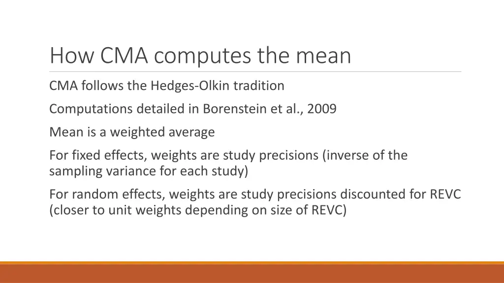how cma computes the mean