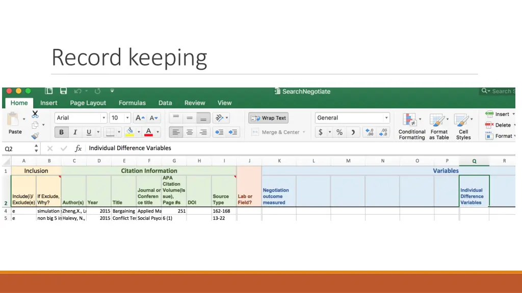 record keeping