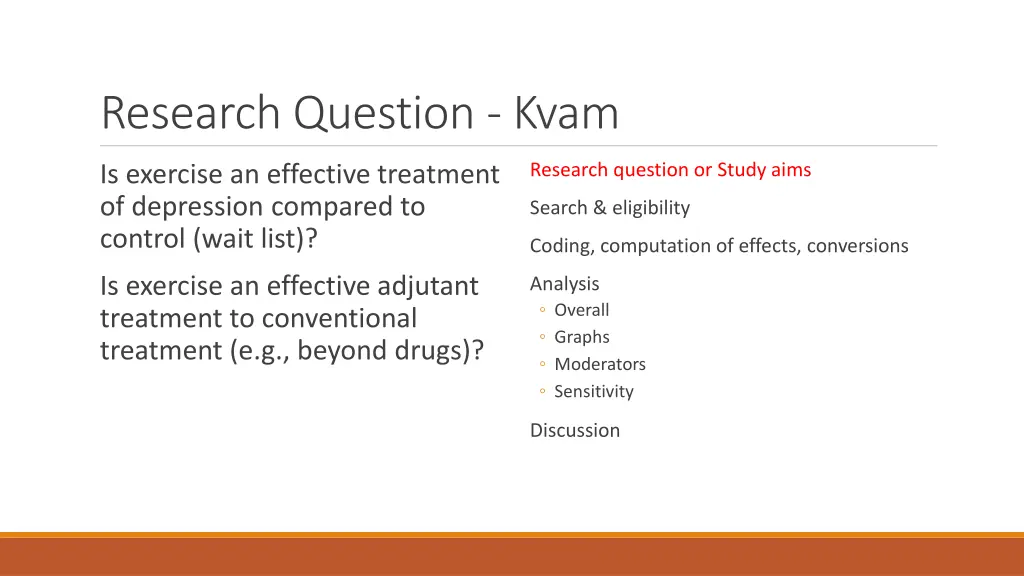 research question kvam