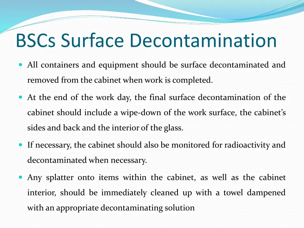 bscs surface decontamination