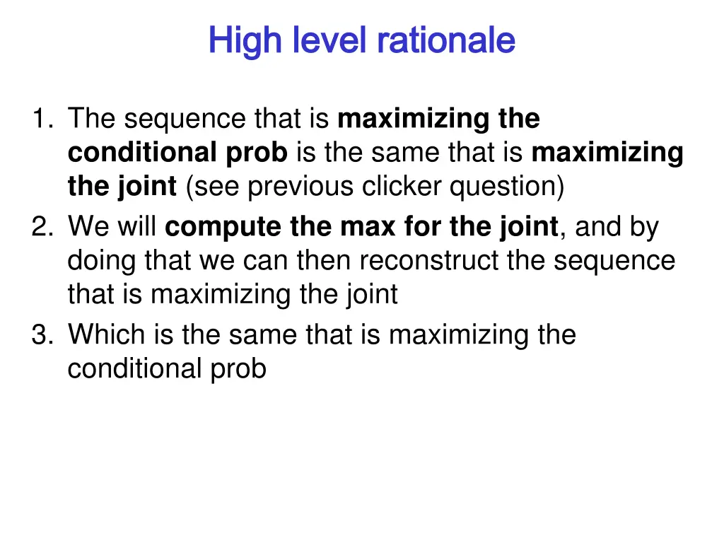 high level rationale high level rationale