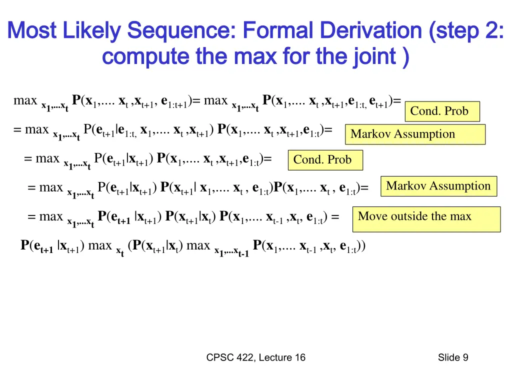 most likely sequence formal derivation step 1