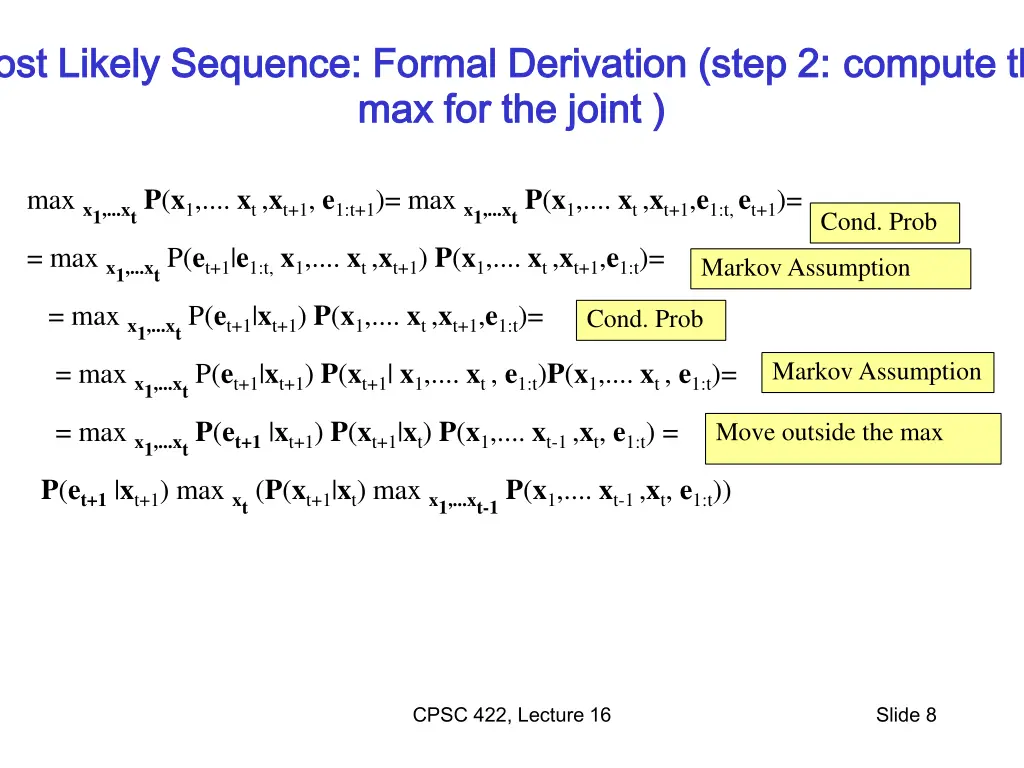 most likely sequence formal derivation step