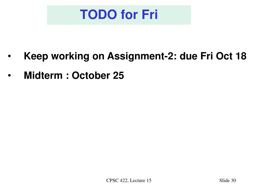 todo for fri