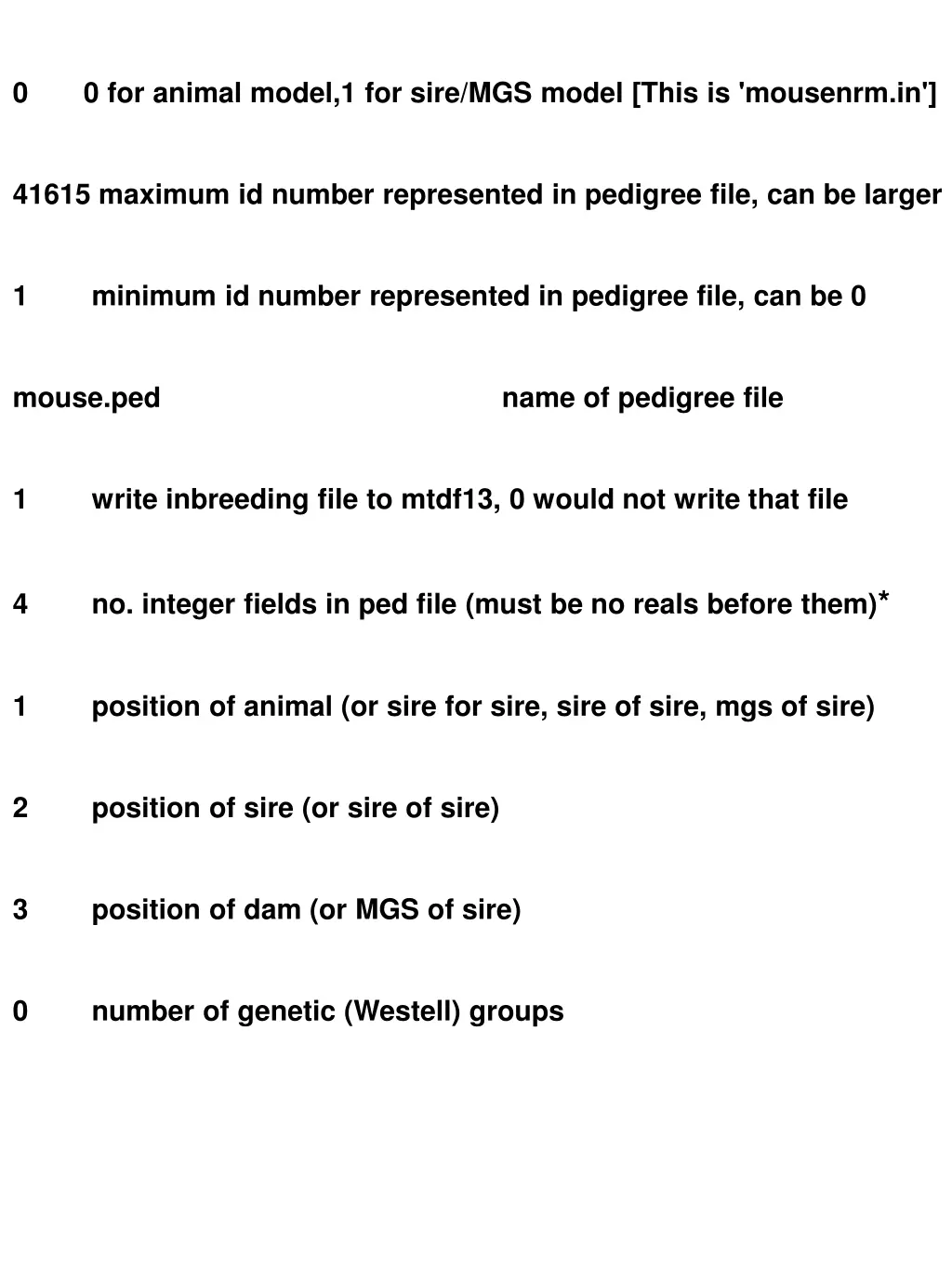 0 0 for animal model 1 for sire mgs model this
