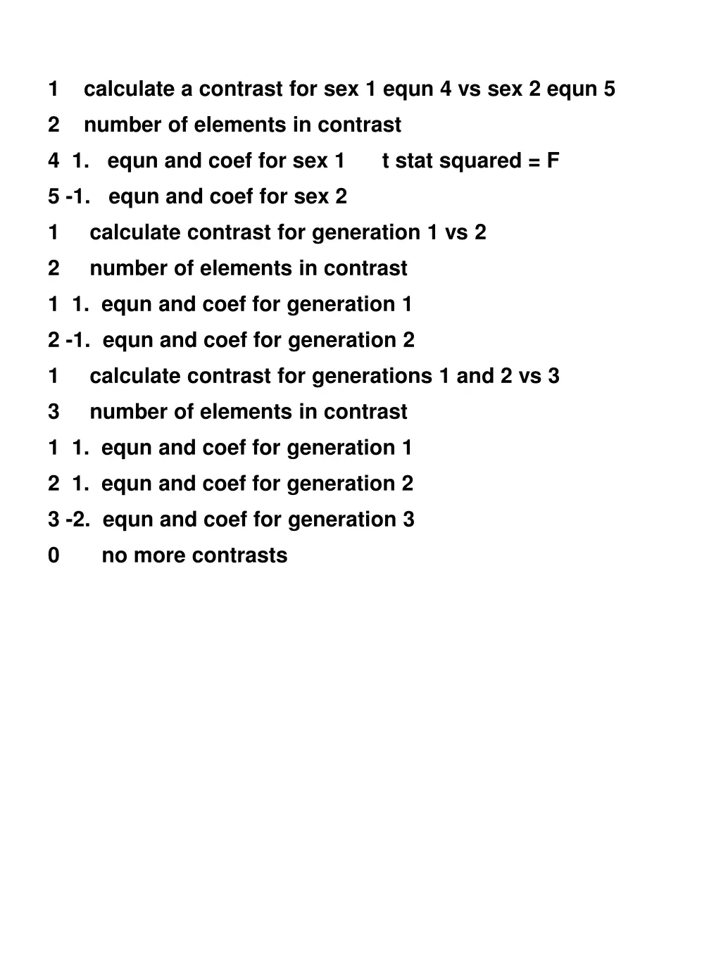1 calculate a contrast for sex 1 equn