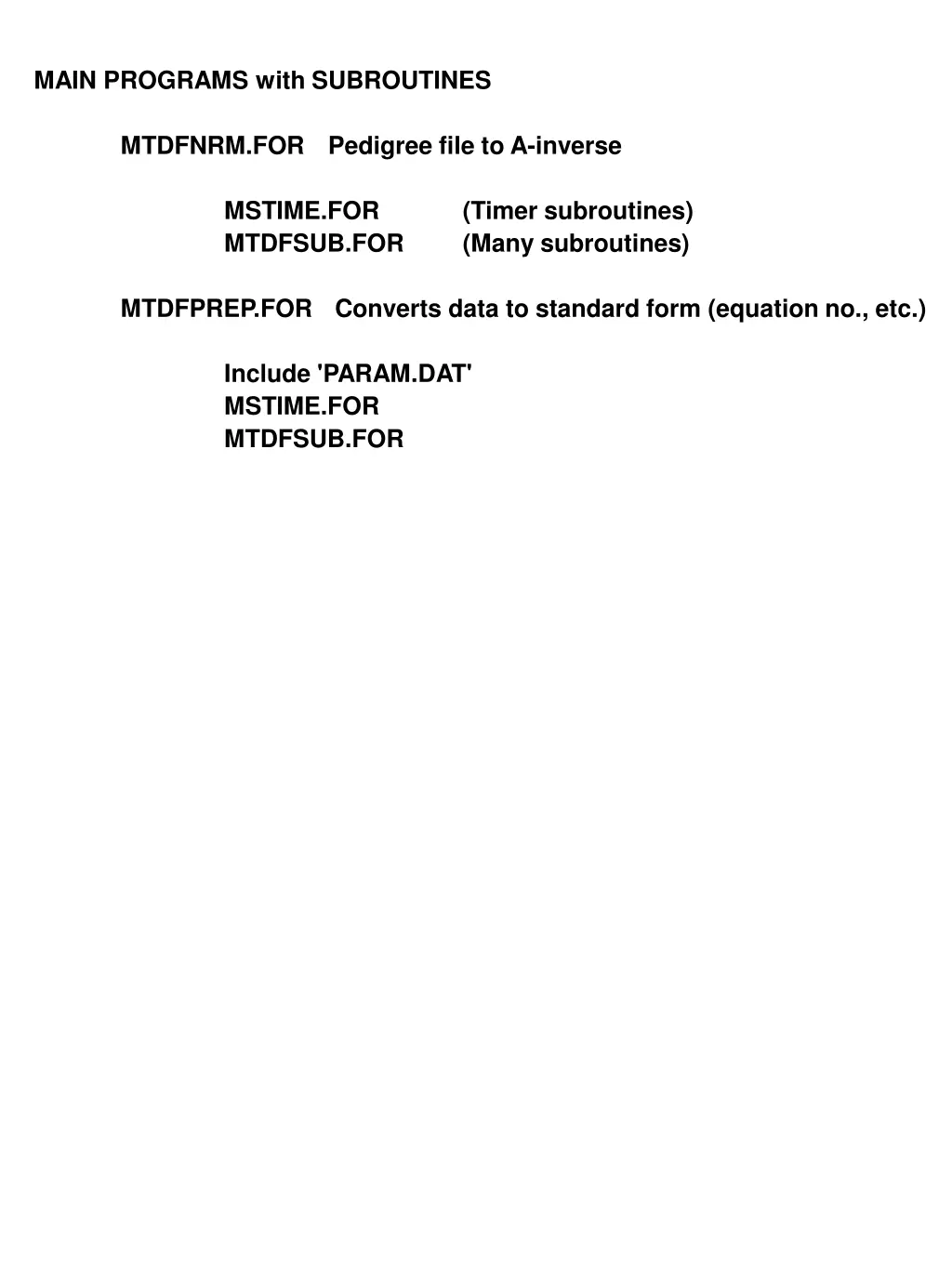 main programs with subroutines