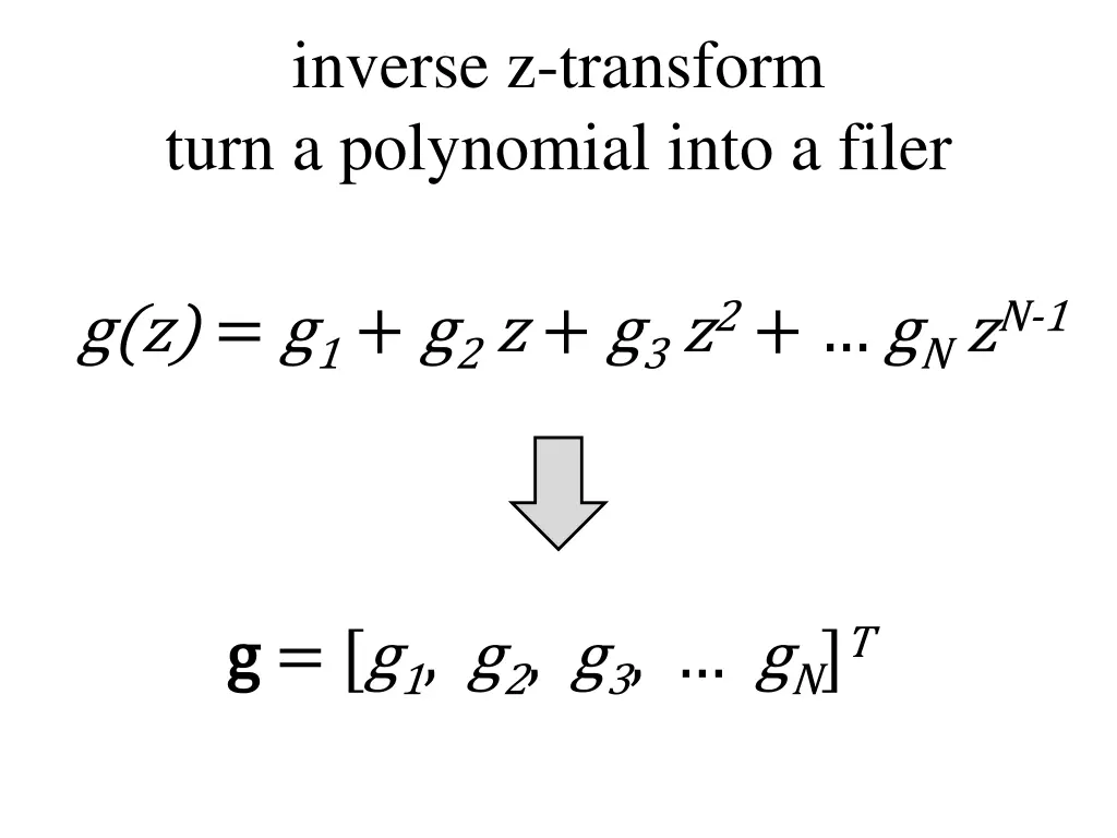 inverse z transform turn a polynomial into a filer