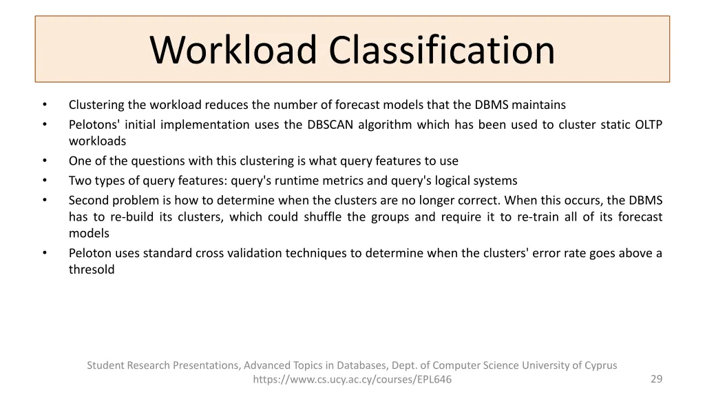 problem overview workload classification