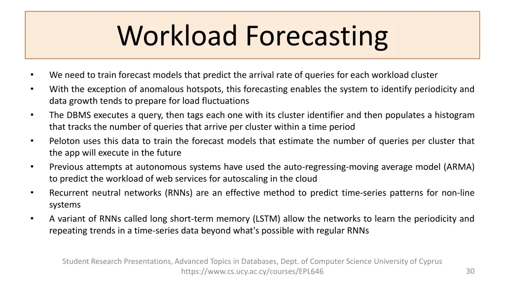 problem overview workload forecasting