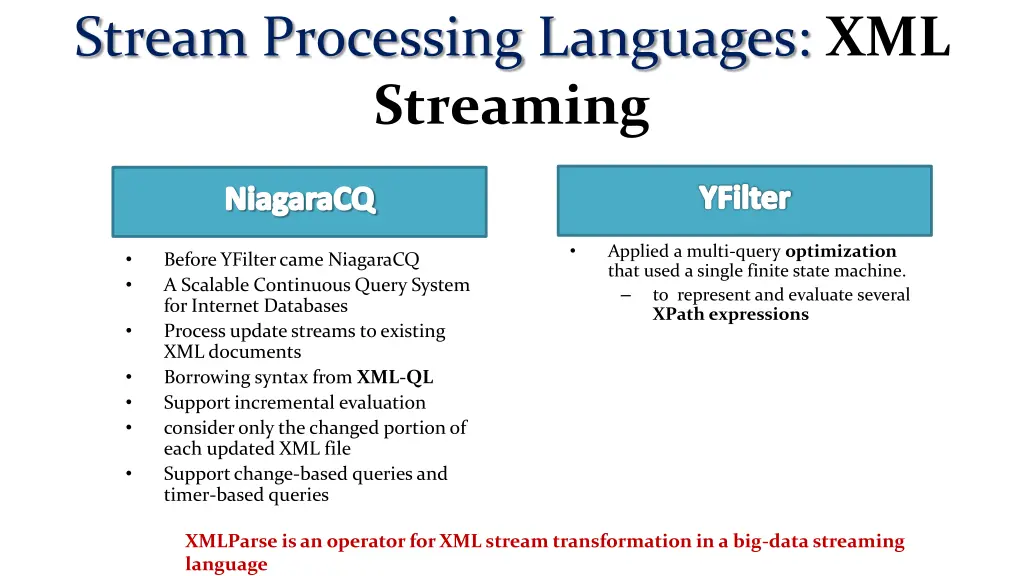 stream processing languages xml streaming