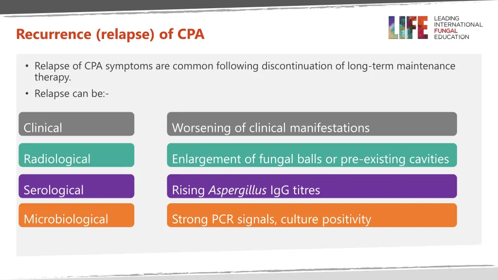 recurrence relapse of cpa