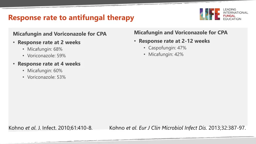 response rate to antifungal therapy 1