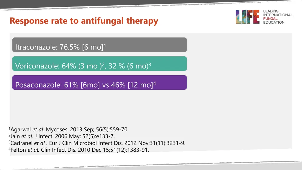 response rate to antifungal therapy