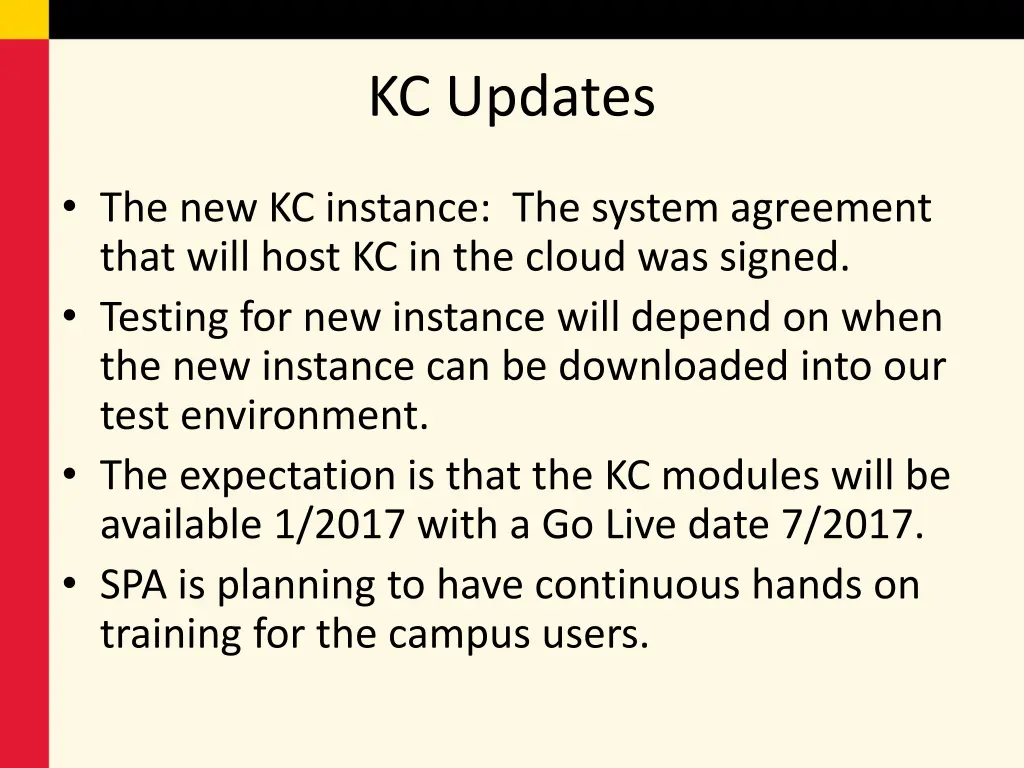 kc updates