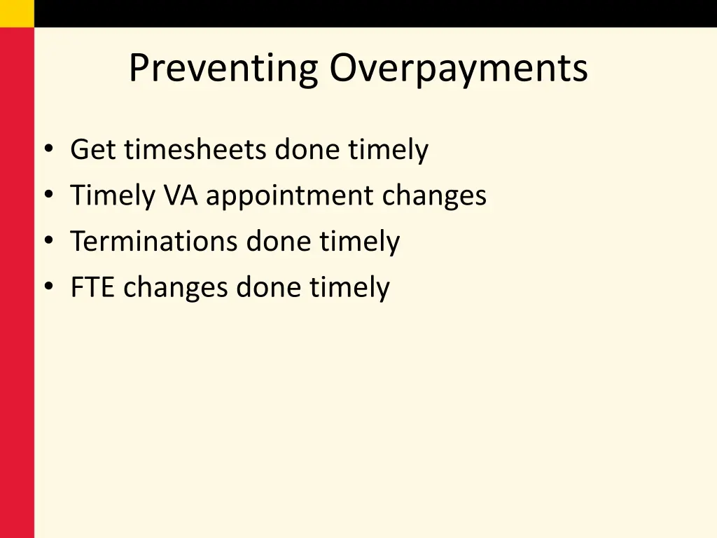 preventing overpayments