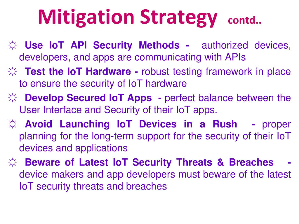 mitigation strategy contd