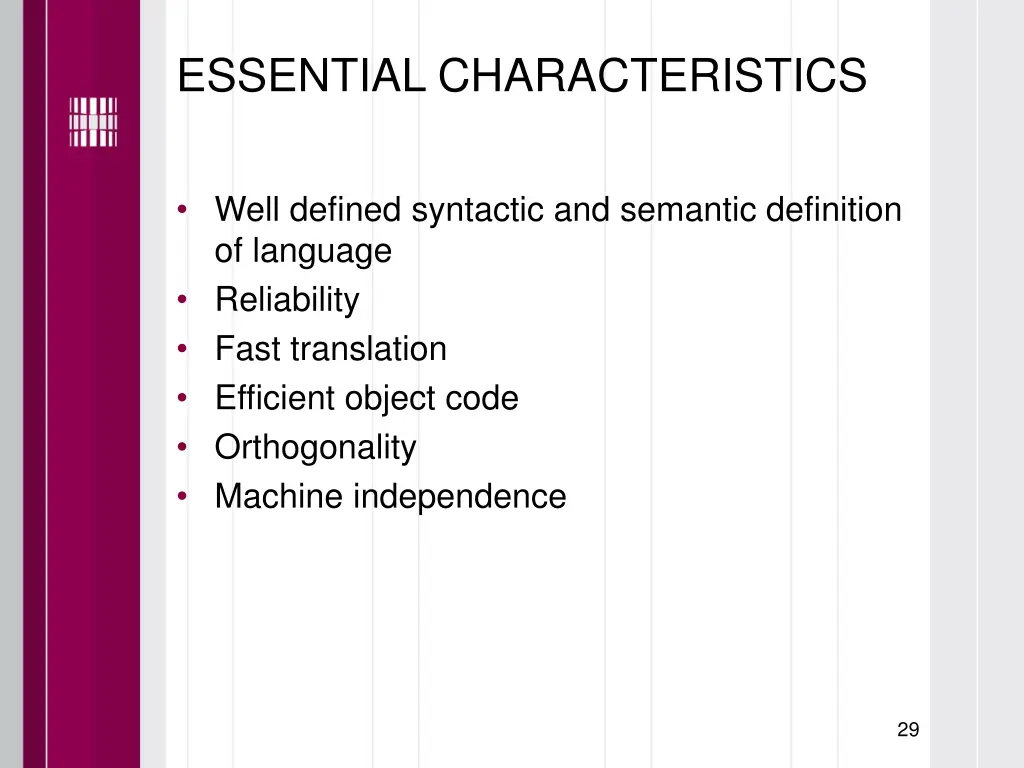 essential characteristics