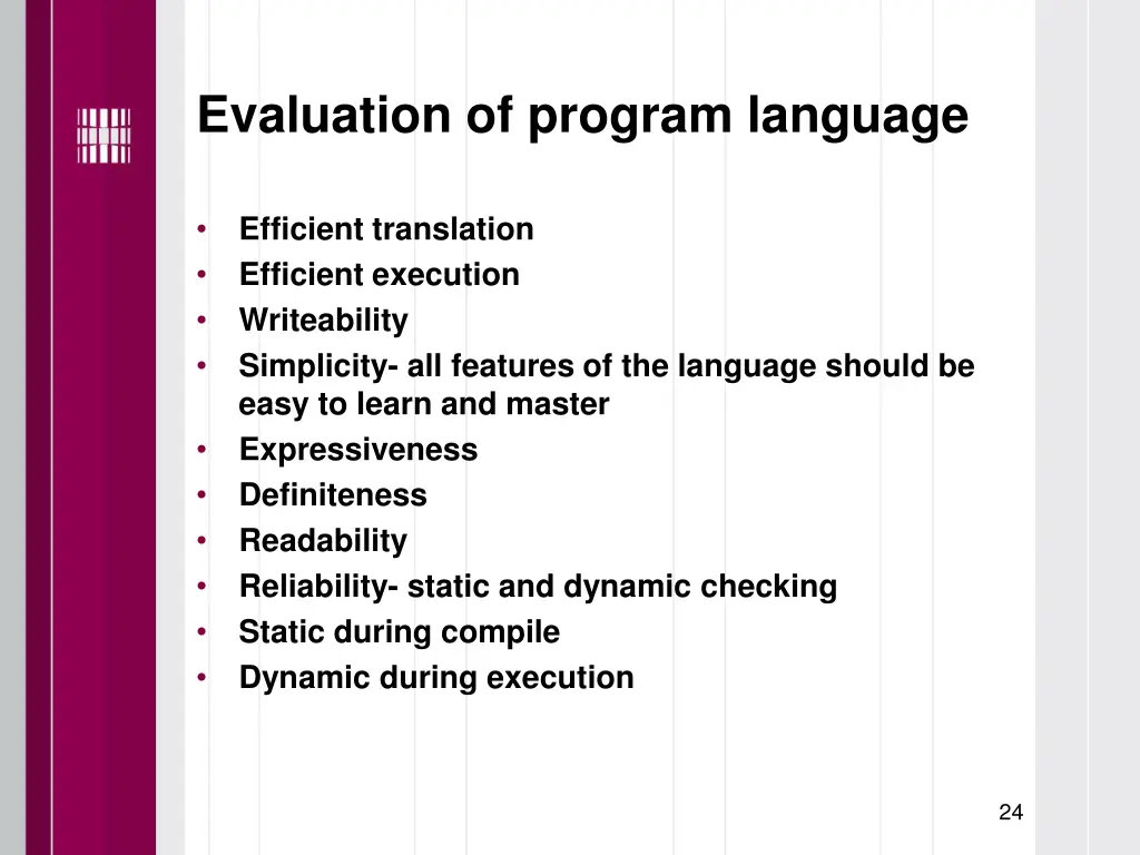 evaluation of program language