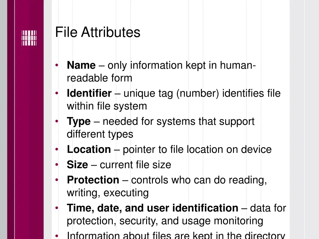 file attributes