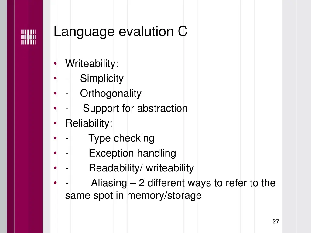 language evalution c