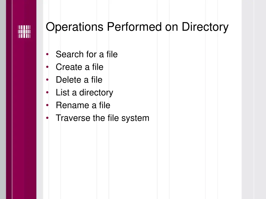 operations performed on directory